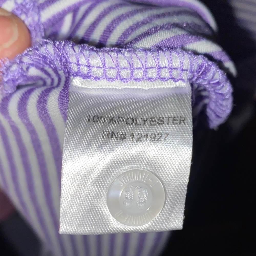 Johnnie-O Polo Shirt Purple White Striped Large - Picture 4 of 5